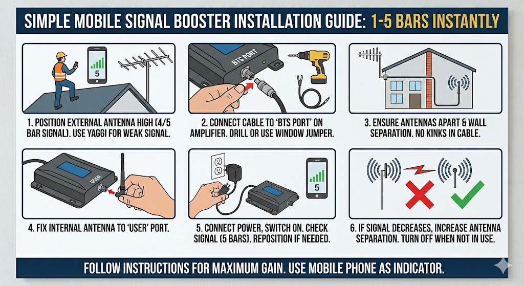 Mobile signal booster installation